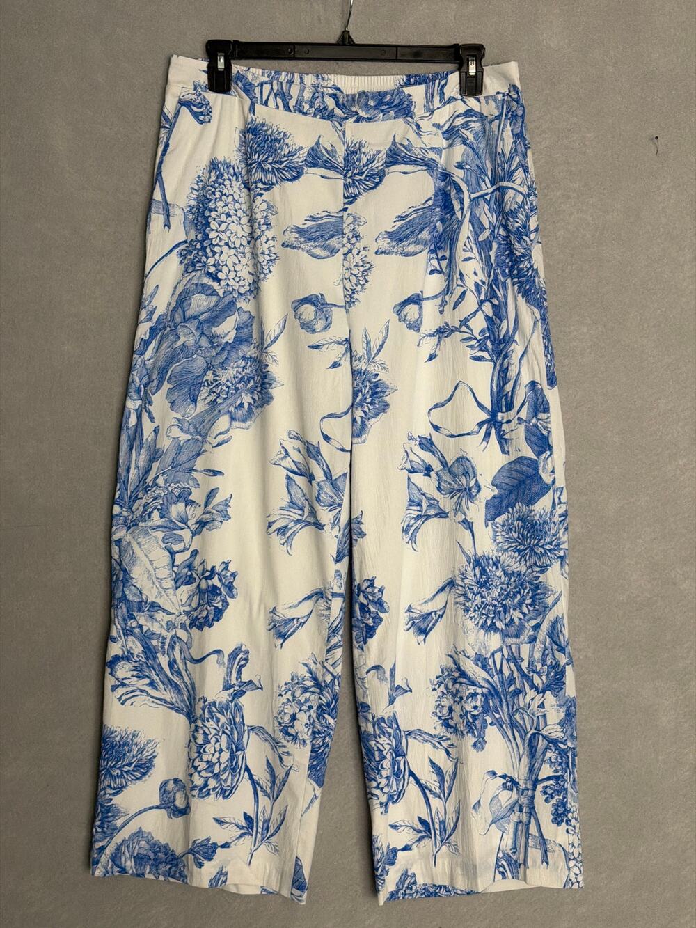 T Tahari Wide-Leg Pants Cropped Ethereal Spring Garden Women's XL NEW